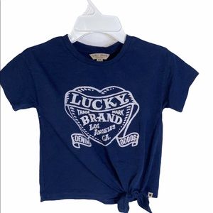 Lucky Brand Girls Navy Short Sleeve Tie at Waist